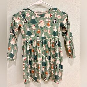 Girls Green Forest Animal Print Dress